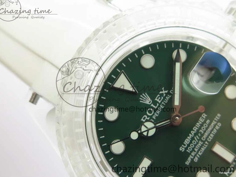 Dial Strap White Green Submariner on VR3135 3AF Transparent Best Phantomlab Edition Rubber 0217